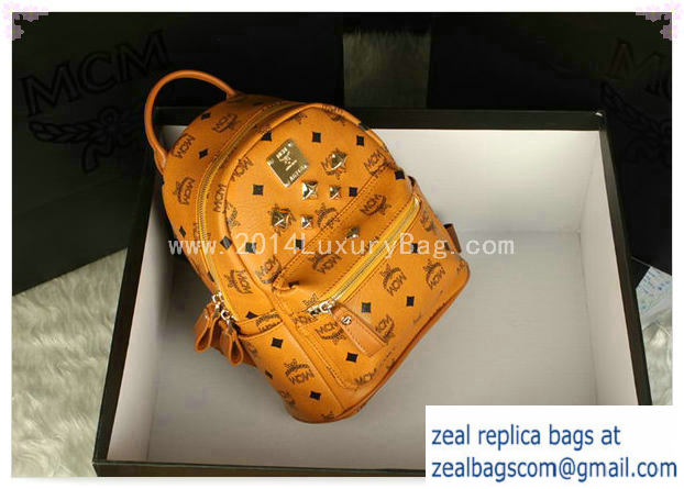 High Quality Replica MCM Stark Backpack Medium in Calf Leather 8003 Camel - Click Image to Close